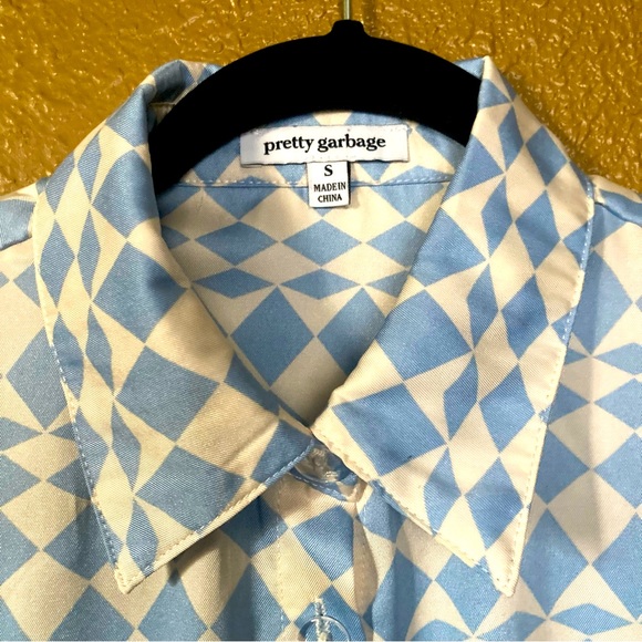 Unisex Pretty Garbage Button Down Funky Checkered Shirt. - Picture 3 of 9